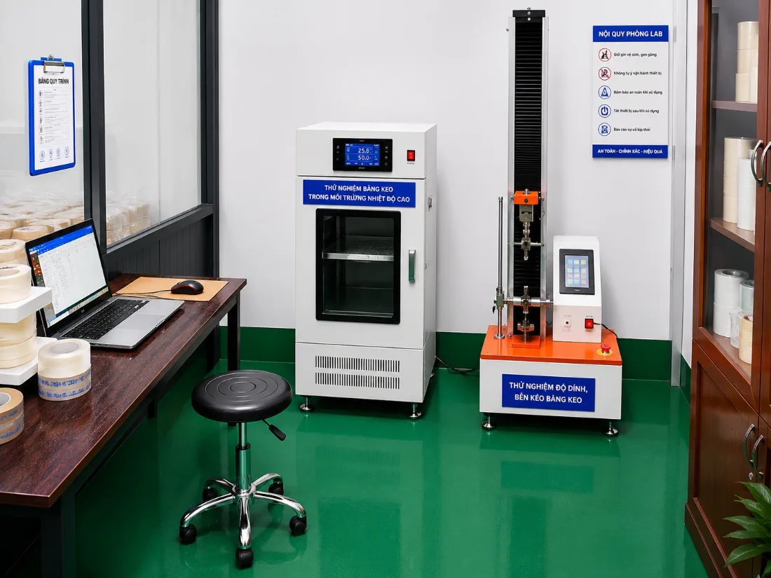 Phòng lab kiểm định chất lượng băng keo